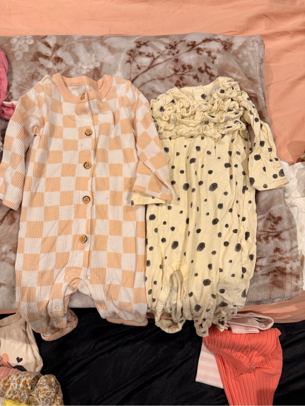 Cat & Jack Peach and Cream Baby One-Piece Set